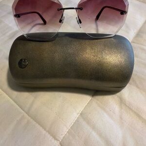 CHANEL Pink Gradient Sunglasses with Silver Case